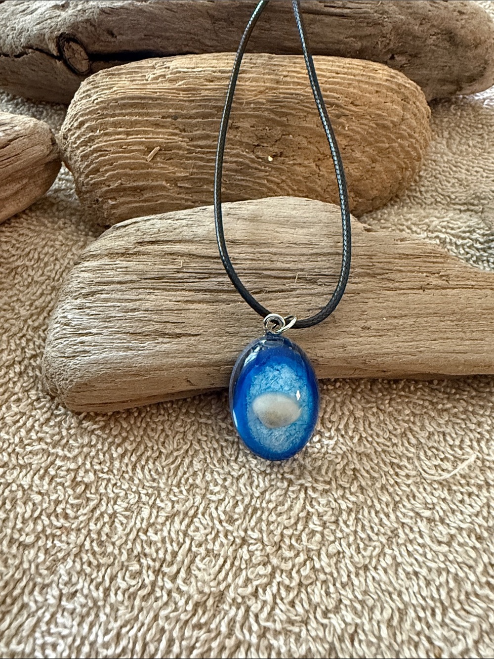 Hand Crafted Blue Ocean Resin Pendant Necklace